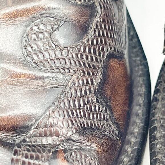 Lucchese Classics Brown Exotic Lizard Leather Overlay Western Cowgirl Boot sz 7 - Picture 7 of 12